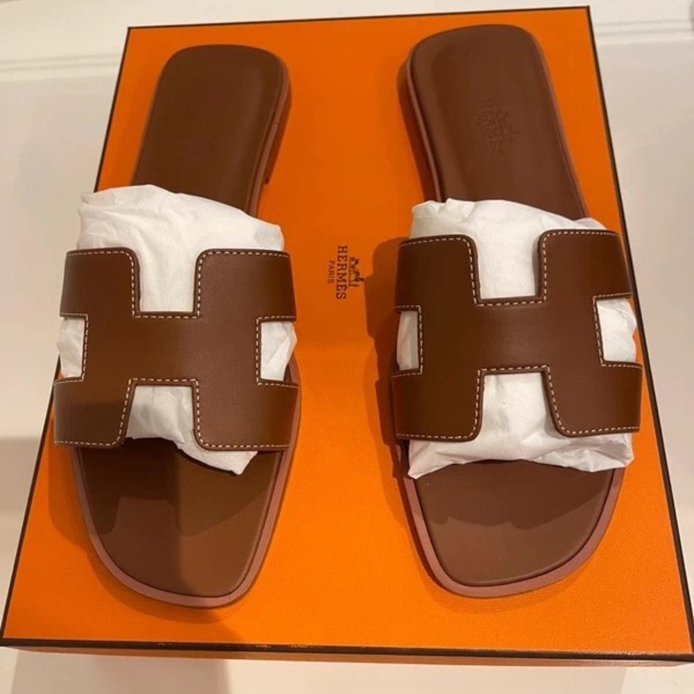 Hermes Brown Slide Sandals